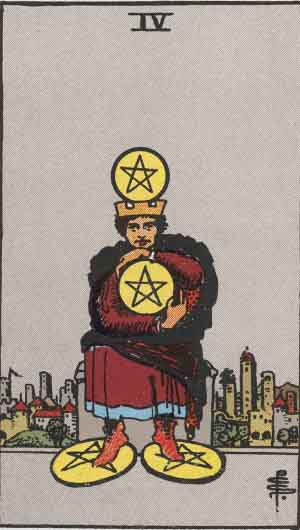 Four of Pentacles reversed Four of Pentacles
