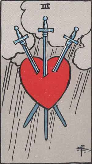 Three of Swords reversed Three of Swords