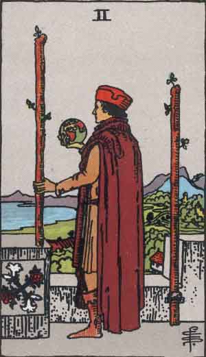 Two of Wands upright Two of Wands