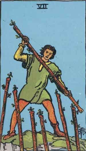 Seven of Wands upright Seven of Wands