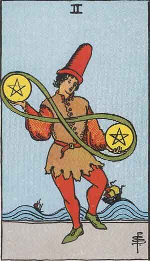 Two of Pentacles reversed Two of Pentacles