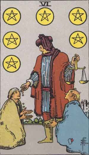 Six of Pentacles reversed Six of Pentacles