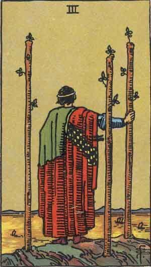 Three of Wands upright Three of Wands