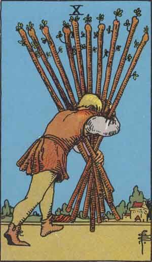 Ten of Wands upright Ten of Wands